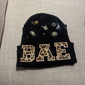 Black Bejeweled”BAE” Beanie